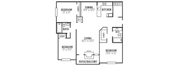 A black and white image of a house floor plan.
