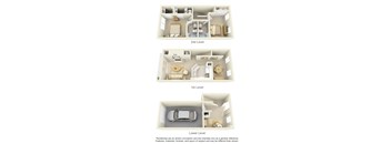 A diagram shows a 2nd level apartment with a 1st level apartment and a lower level with a car.