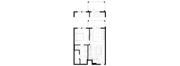 A black and white image of a floor plan of a house.