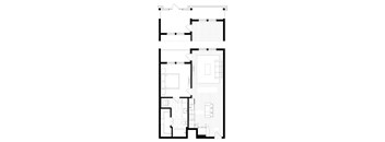 A black and white image of two floor plans.