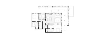 A black and white floor plan of a house with multiple rooms.