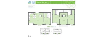A floor plan for a 3 bedroom townhouse with 3 bathrooms and 1668 square feet of living space.