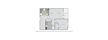 A floor plan of a house with a kitchen, dining room, living room, den, bathroom, and bedroom.