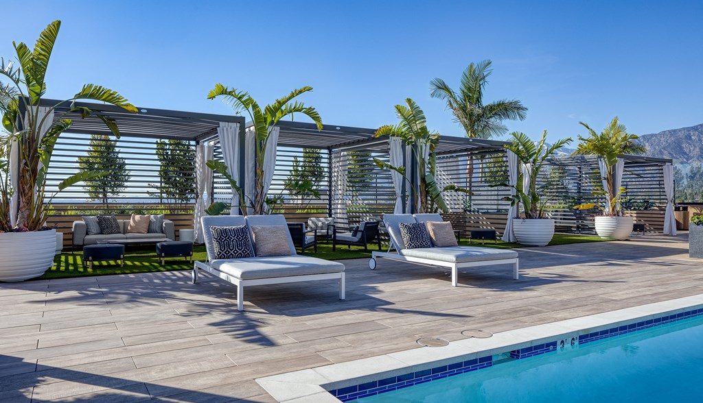 a view of the pool and lounge area at the hollywood roosevelt hotel