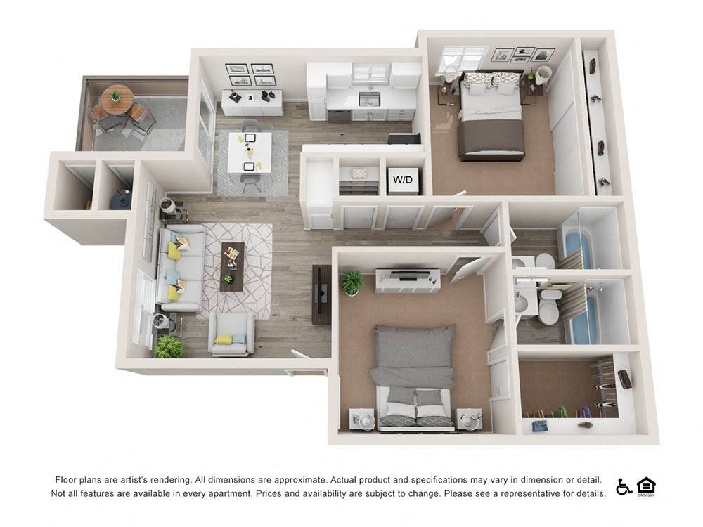 Two bedroom two bathroom 945 sq.ft. 2B floor plan at The Ashton, Corona, 92879