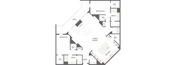 A black and white image of a house floor plan.
