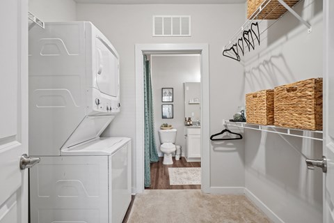 A laundry room with a washer and dryer.