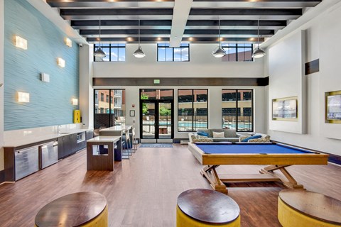clubroom with pool and ample seating