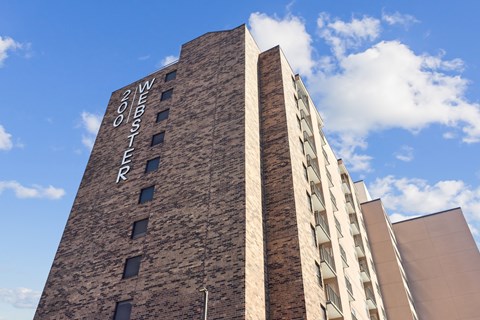 The Wester building is made of brick and has a tall, narrow structure.