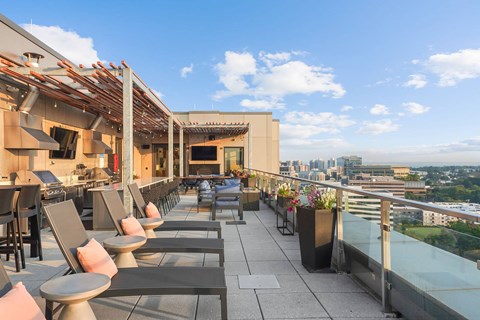 a restaurant or other place to eat on the roof of a building