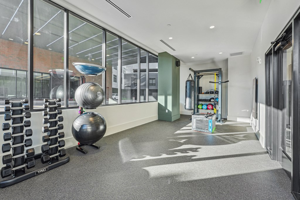 the gym at the flats at obsidian