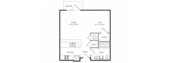 a floor plan of a 1 bedroom apartment