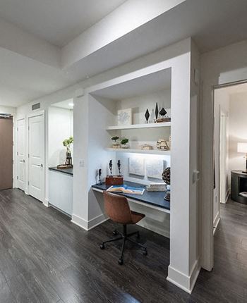 Built-in desks and bookshelves ideal for remote working*  at Stanza Little Italy, San Diego, 92101