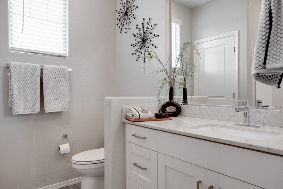 white vanity in bathroom