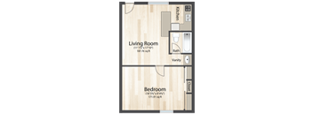 Urban 96 1 bedroom Floor Plan at Crosstown Phoenix, Phoenix, 85015