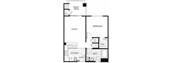 a floor plan of a small house with a bedroom and a living room