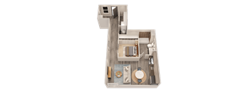 Windsor - 3D floor plan - 604 SQFT
