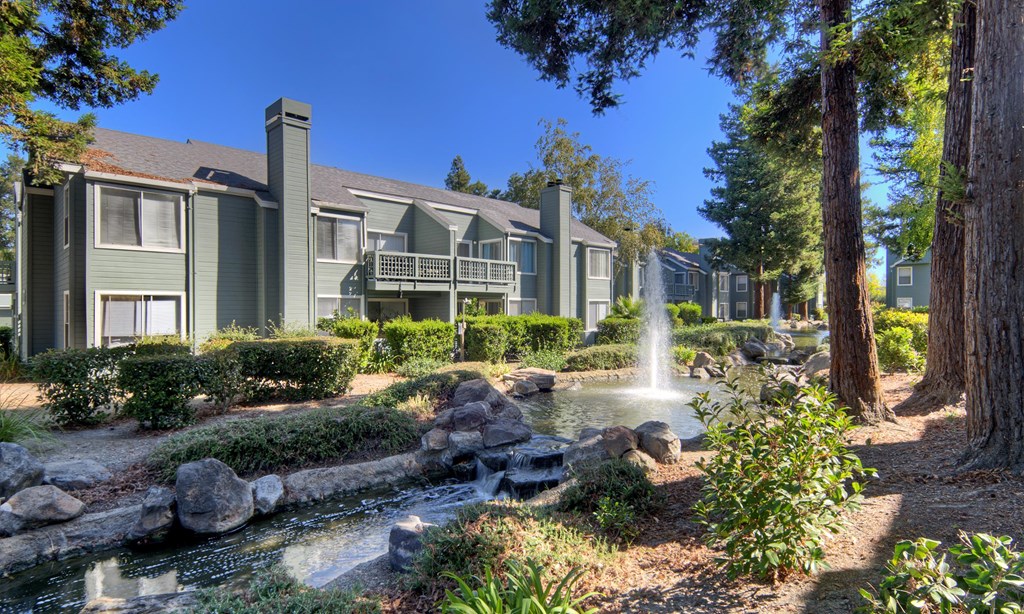 fountain next to buildings at Wood Creek Apartments, Pleasant Hill, CA, 94523