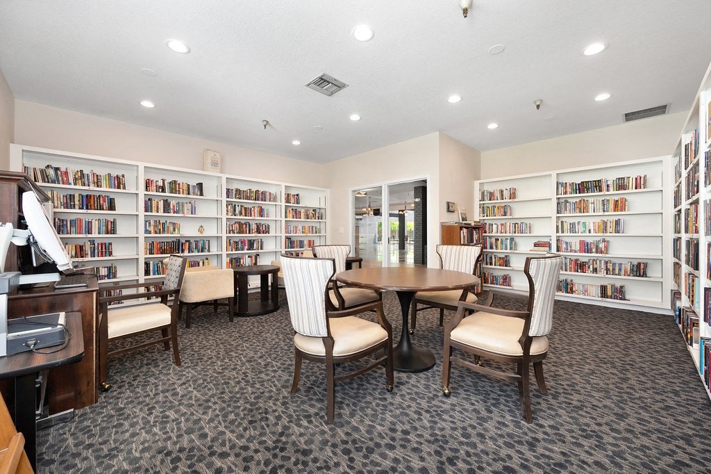 a seating area in the library