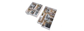 two dimensional floor plans of a 2100 sq ft home