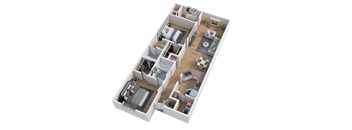 a floor plan of a house with a bedroom and a living room