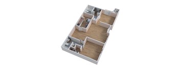 an overhead view of a 2 bedroom apartment floor plan