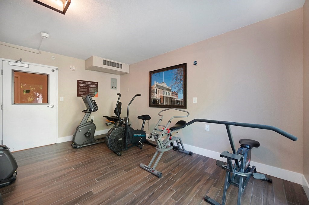 the gym at the shiloh green apartments in kennesaw, ga at The Crest at Citrus Heights Apartments, Citrus Heights, California