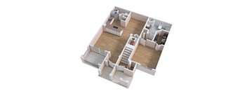 a 3d floor plan of a home with a living room and a dining room