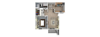 1 bed 1 bath floor plan A at Pinehurst Condominiums, Las Vegas, NV