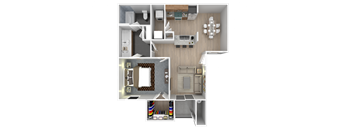 1 bed 1 bath floor plan B at Pinehurst Condominiums, Las Vegas, 89118