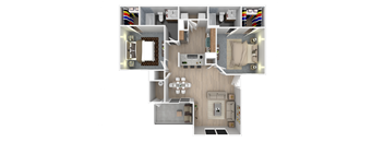 2 bed 2 bath floor plan  at Pinehurst Condominiums, Las Vegas, Nevada