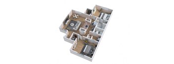 2 Bed 2 Bath Floorplan at Alta Mar at Broadwater Apartments, St. Petersburg, 33711