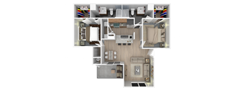 2 bed 2 bath floor plan A at Pinehurst Condominiums, Las Vegas