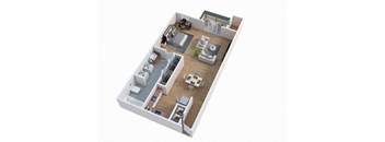 a floor plan of a house with a bedroom and living room