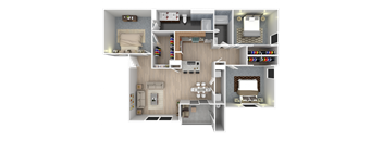 3 bed 2 bath floor plan  at Pinehurst Condominiums, Nevada