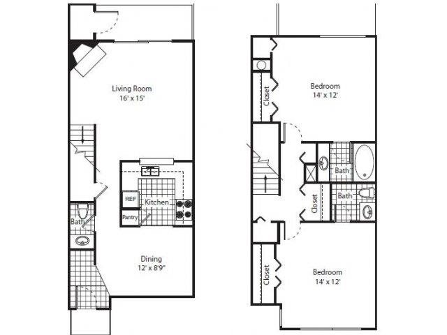 two bedroom two bathroom two bedroom two bathroom at Bluff House Apartment Homes, Orange Park, 32073
