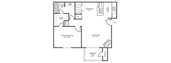 1 bed 1 bath Floor Plan at Jasmine Creek Apartments, Pensacola