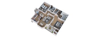 a 3d floor plan of a home with a bedroom and living room