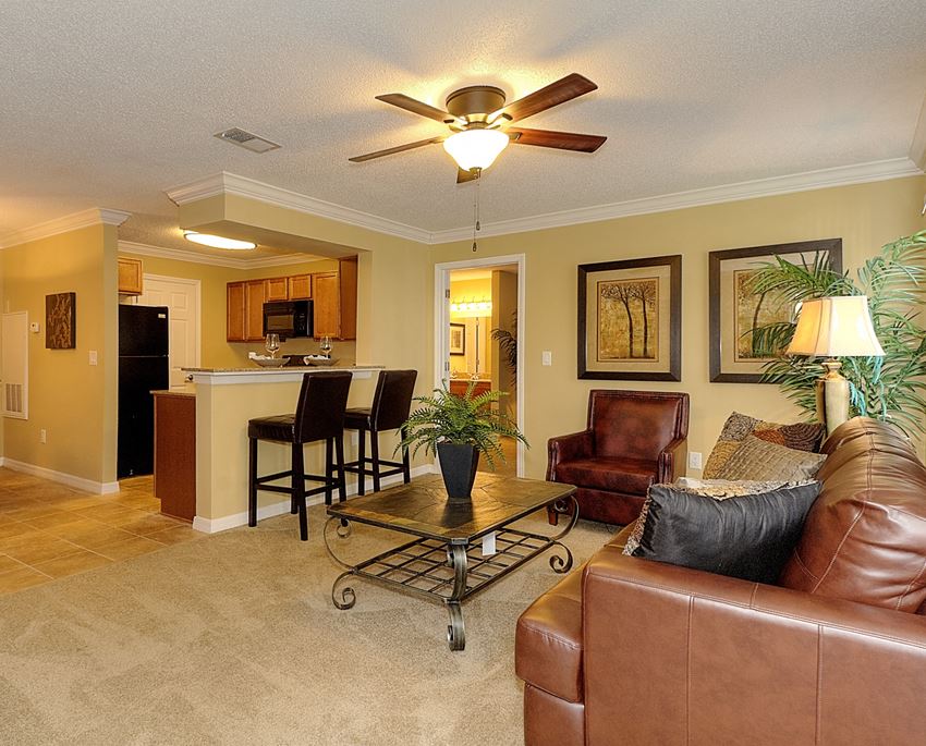 Living room with dining bar at Forest Lakes Apartment Homes, Oldsmar, 34677