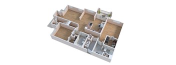 bedroom floor plan of a 2100 sq ft apartment