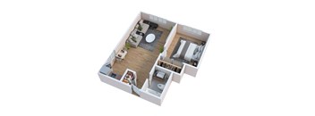 a floor plan of a house with a bedroom and a living room