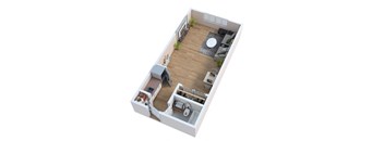 a floor plan of a house with a bedroom and a living room