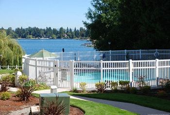 Breezy Lakeside Clear Blue Pool at Landing at Angle Lake Apartments, SeaTac, WA, 98188