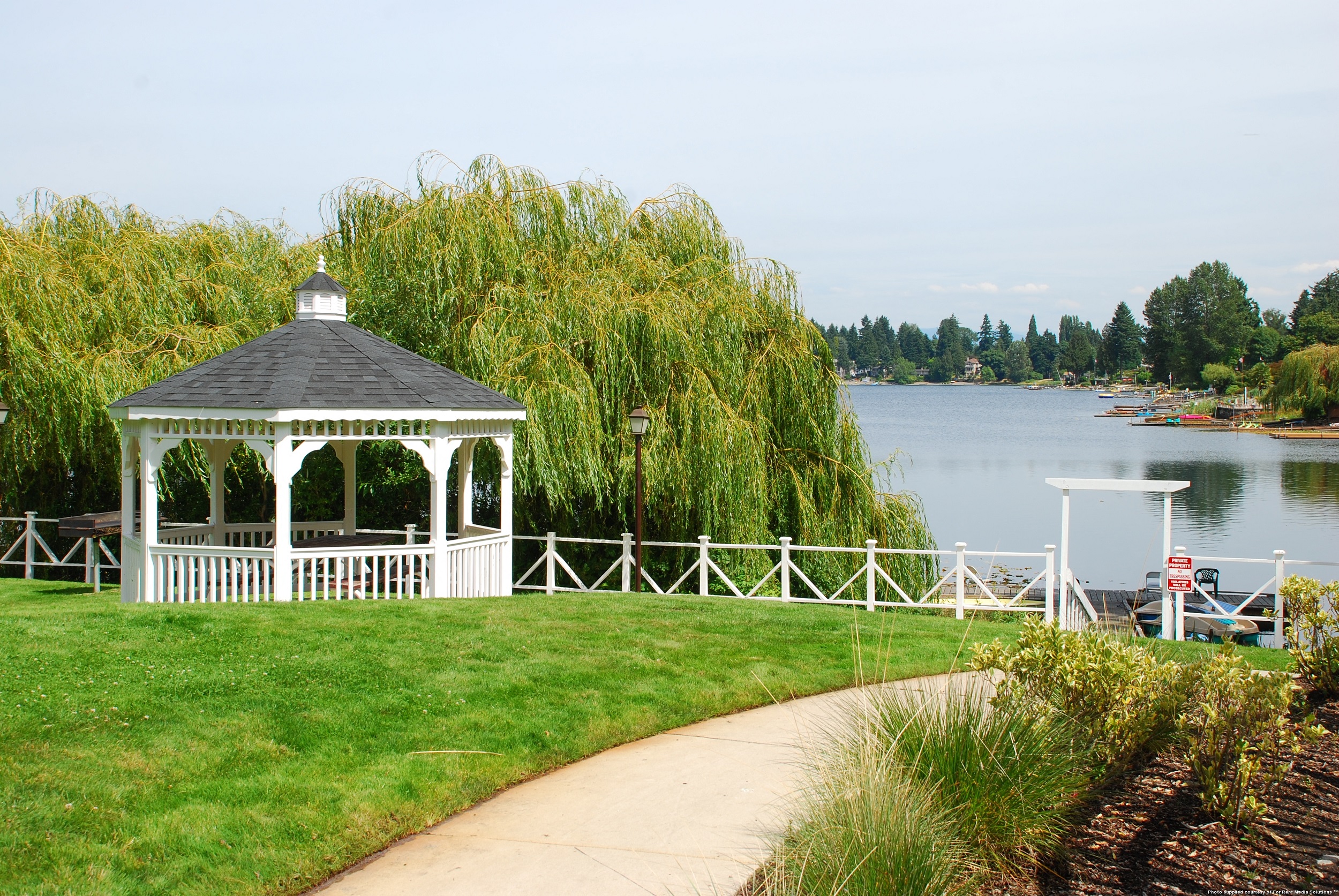 Gazebo with Lake view at Landing at Angle Lake Apartments, Washington, 98188
