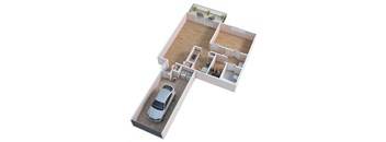 a floor plan of a house with a car