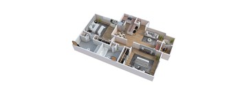 2 Bedroom 2 Bath Floorplan at Pacific Harbors Sunrise Apartments, Nevada, 89142	