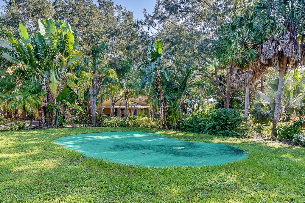 Putting green and trees