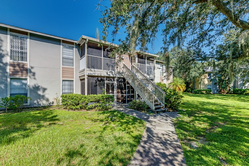 building with stairs and grass