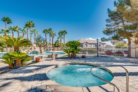 our apartments have a resort style jacuzzi and a pool