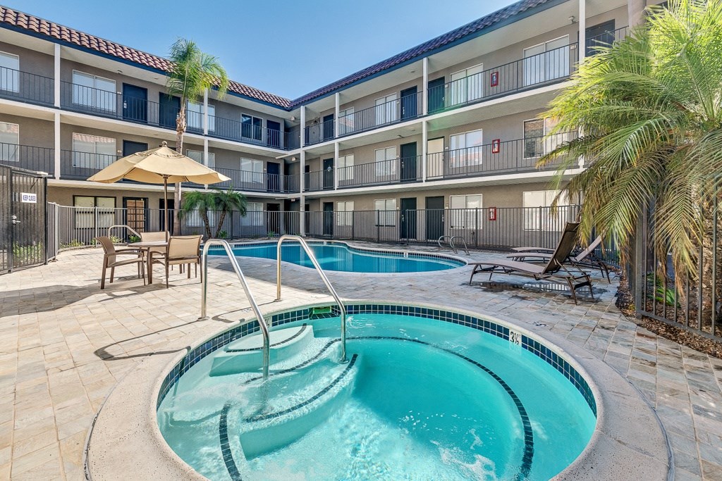 our apartments have a resort style pool and hot tub